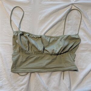 Women's Olive Green Ruched Top